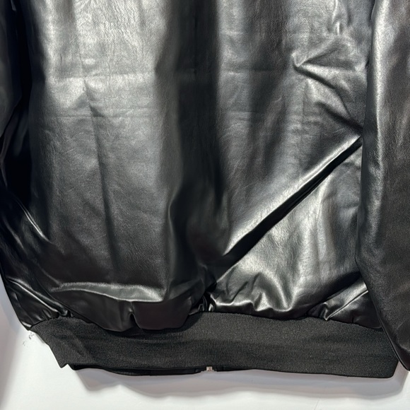 Jiechaofang Black with White Piping Faux Leather Jacket in Size XL - Picture 12 of 15